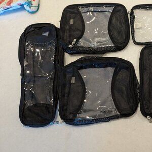 7 pc travel cube set Baggalini compression packing cubes TSA toiletry bag